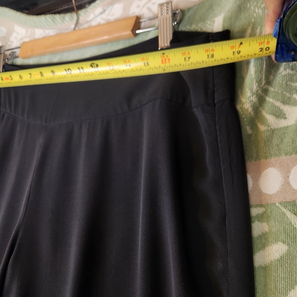 Eileen Fisher Silk Pants Size Large‎ Black Straight Leg High Waist - Picture 9 of 11